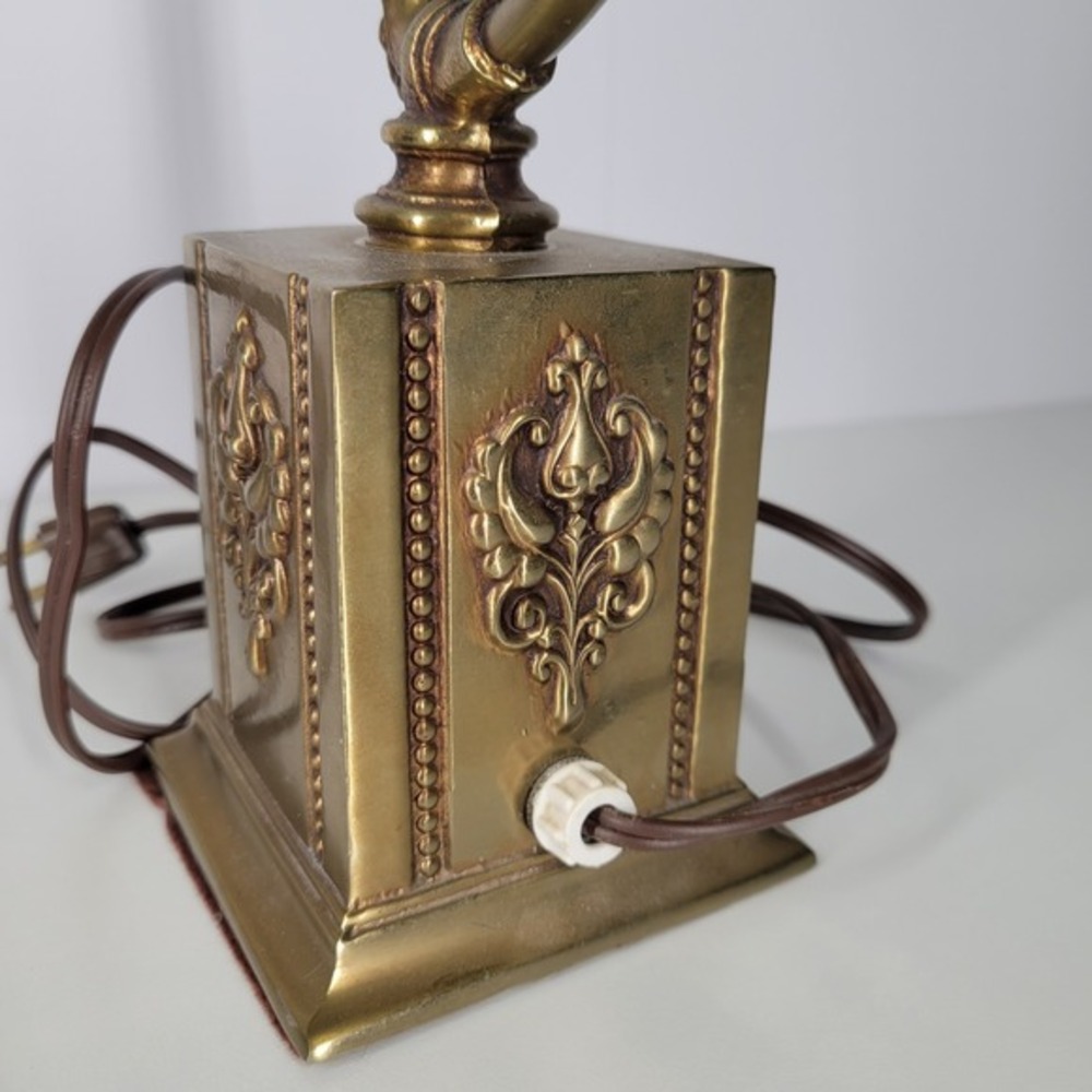 Vintage Brass‎ Lamp Bankers Piano Desk Adjustable head Ornate Base MCM - Picture 5 of 11